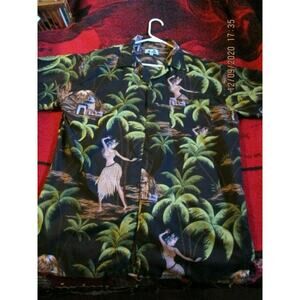 On Shore XL shirt, Hawaiian motif, 100% polyester, India, good condition